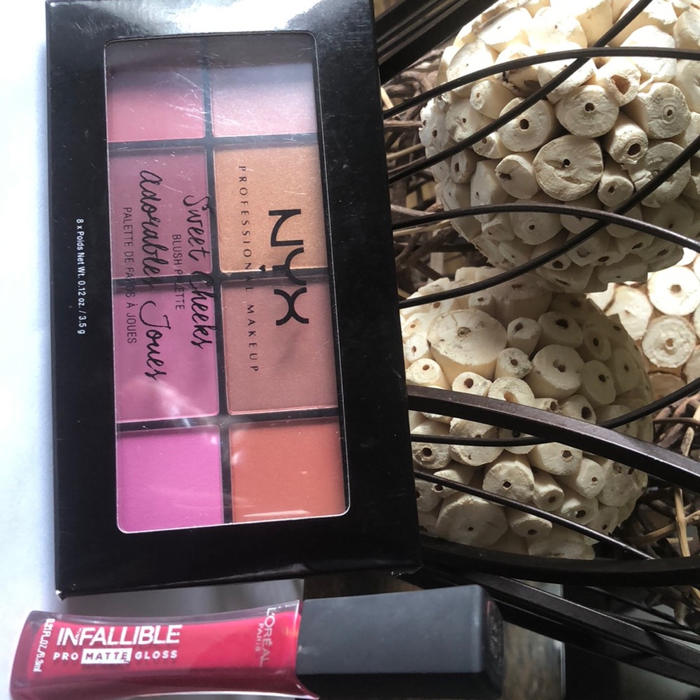 NYX Sweet Cheeks Palette and L’oreal Matte Lips